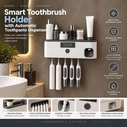Smart Toothbrush Holder & Automatic Toothpaste Dispenser