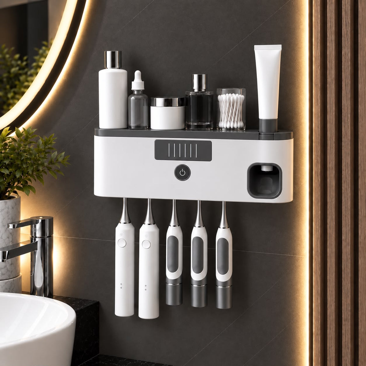 Smart Toothbrush Holder & Automatic Toothpaste Dispenser